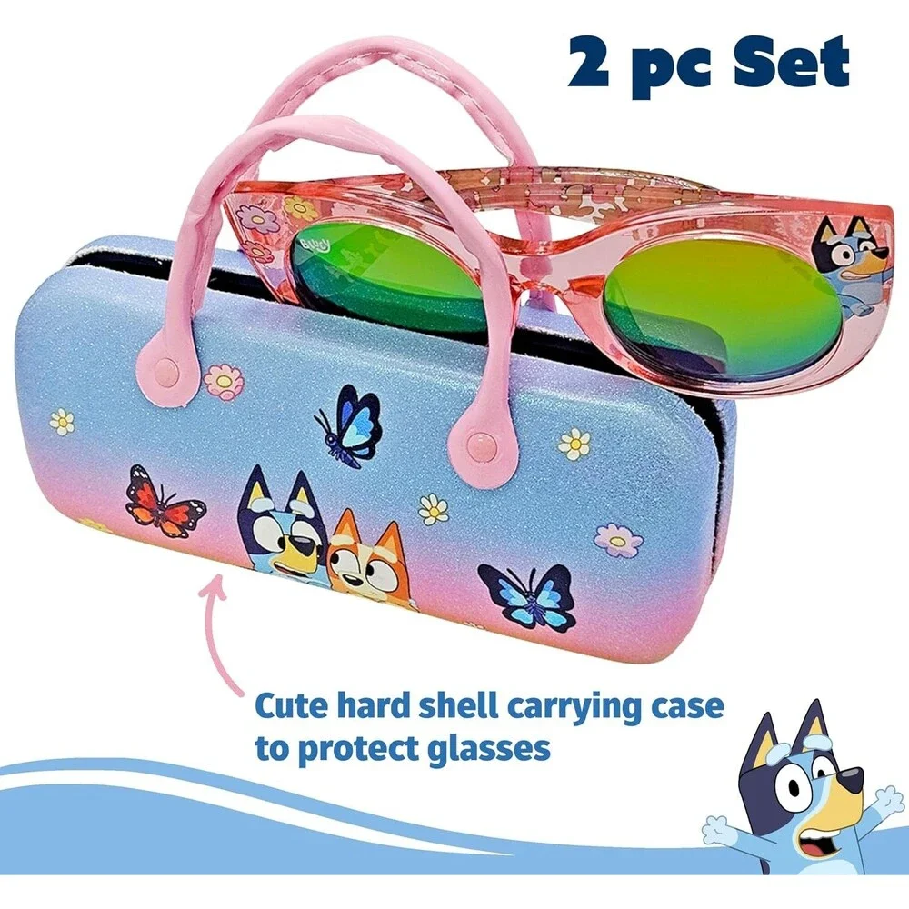Bluey Bingo Girls Pink Cat Eye Sunglasses *Case Included*